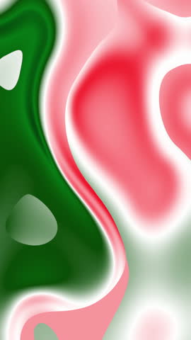 A vibrant fluid animation of glossy liquid paint swirling in a festive blend of red, green, and white. Ideal for national holidays, Christmas celebrations, and creative motion graphic projects