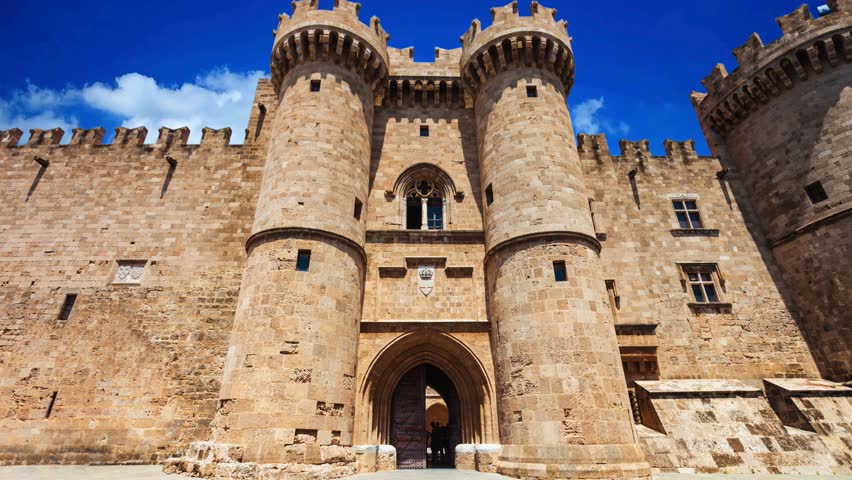 Rhodes old town in Rhodes island in Greece Medieval Castle of the Knights old town of Rhodes Island Greece Palace of the Grand Master of the Knights of Rhodes, a medieval castle of the Hospitaller Kni