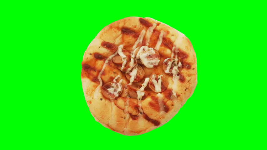Homemade pizza isolated on green screen background.
