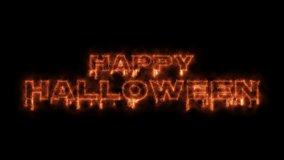 happy halloween text animation with fire effect on black background. - Powered by Shutterstock - Get 15% off with code: PIKWIZARD15
