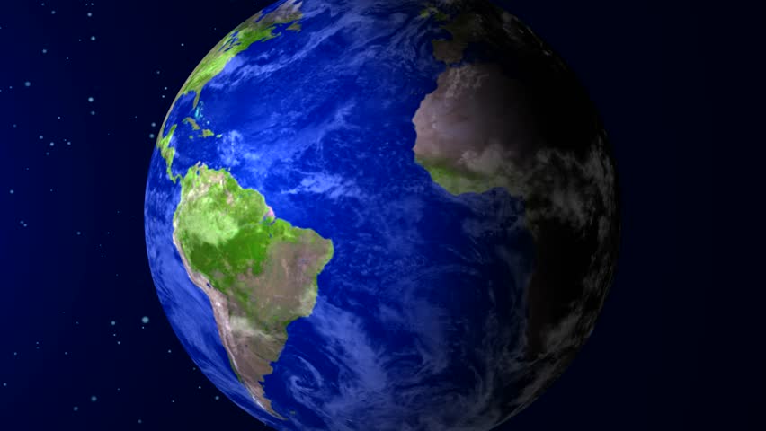 Rotating Earth in Space. 3D Planet Animation with Stars Background. 4K Resolution