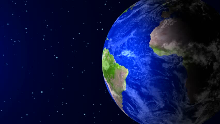 Rotating Earth in Space. 3D Planet Animation with Stars Background. 4K Resolution