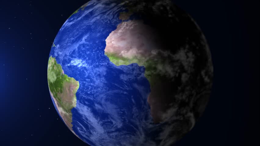 Rotating Earth in Space. 3D Planet Animation with Stars Background. 4K Resolution