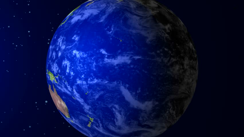 Rotating Earth in Space. 3D Planet Animation with Stars Background. 4K Resolution