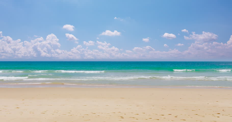 Empty beach beautiful scene landscape beach sea sand in sunny day Phuket Thailand 2025 Version.. High quality video DCI4K PRORES422