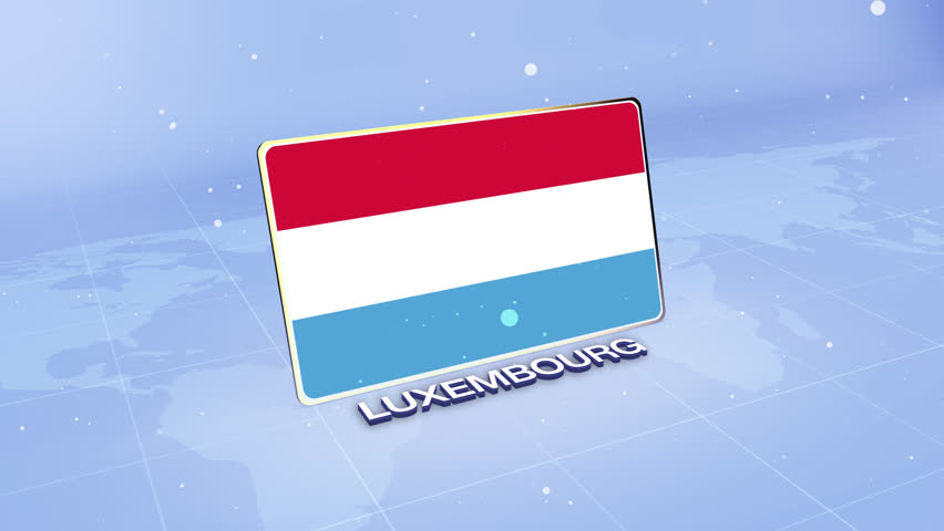 Luxembourg National Flag Animated 3D Render with Futuristic Blue Background
