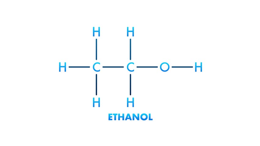 Ethanol Molecular Structure with Green Screen Background
