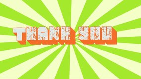 Seamless looping comic-style animation of bold Thank You text with distressed texture, long shadows, and retro sunburst background. Perfect for intros, outros, social media content, or creative motion - Powered by Shutterstock - Get 15% off with code: PIKWIZARD15