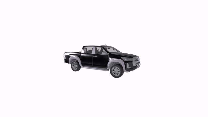 Black pickup truck isolated on white background