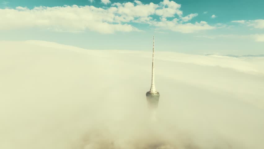Shenzhen TV tower and heavy cloud aerial view in Guangdong, China, Asia.