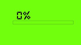 Digital loading progress bar on green screen chroma key background. Loading percentage displays 0-100 percent animation - Powered by Shutterstock - Get 15% off with code: PIKWIZARD15