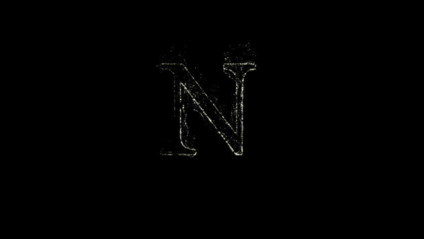 Alphabet letter N with white particles and alpha channel, letters and alphabet