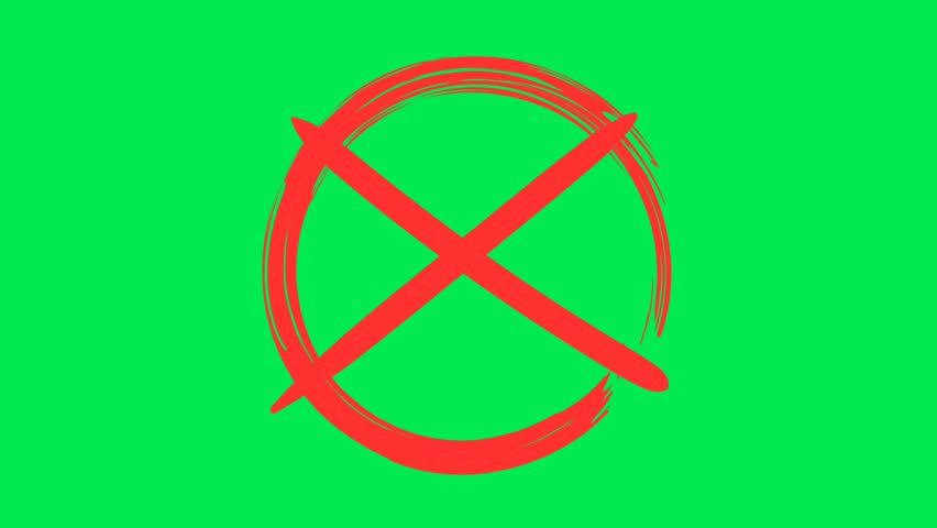  red "X" drawn inside a rough, circular red outline.