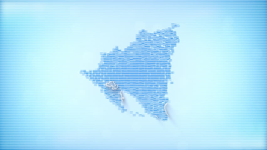 Nicaragua Flags zooming in and Forming the country border map intro which is useful for news, political events, sports intros and presentation.