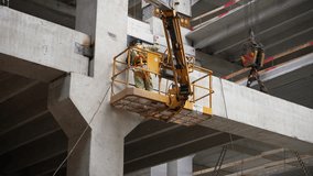 Welder on lift working at concrete building - Powered by Shutterstock - Get 15% off with code: PIKWIZARD15
