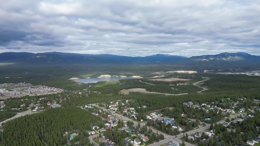 Whitehorse Yukon skyline in summer drone aerial