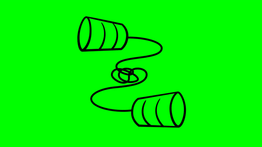 Doodle Animation of Communication Concept. Hand-drawn doodle animation of two tin can telephones connected by a string, symbolizing communication and connection.