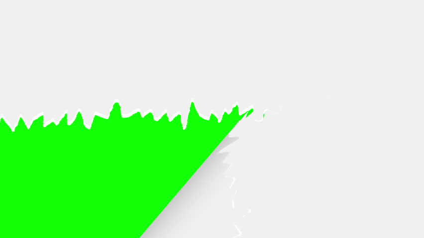 Torn paper transitions with half a tear on green screen background.