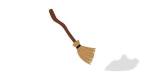 Magical witch broom sweeping dust left and right in loop animation. Fantasy cartoon style, perfect for Halloween, magic scenes, motion graphics, or spooky animation projects. - Powered by Shutterstock - Get 15% off with code: PIKWIZARD15