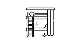 Dormitory room icon animation illustration of a bunk bed with ladder suggests student housing or shared living spaces. - Powered by Shutterstock - Get 15% off with code: PIKWIZARD15
