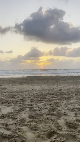 Waves Crashing on the Beach, Dusk, Last light on Mediterranean Beach