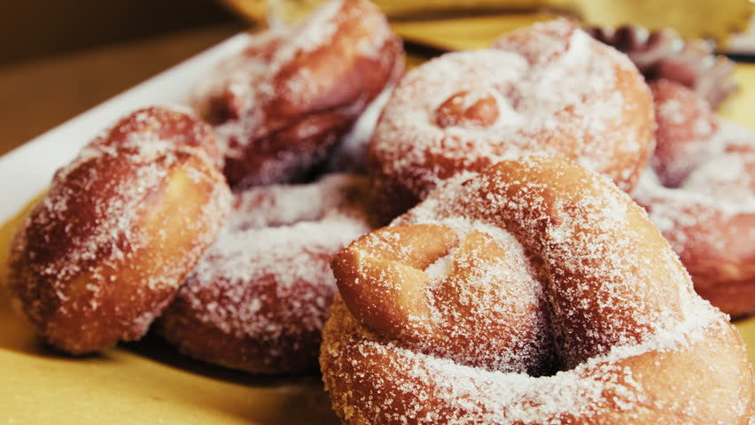 Sugar On Top Of Traditional Italian Donuts