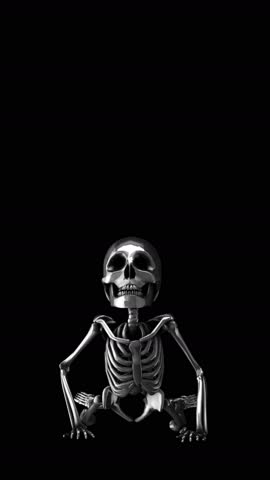 Futuristic Seamless vertical video animation of a silver skeleton. Chrome metal elegant background of an isolated crawling skeleton with copyspace .