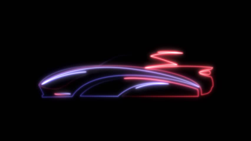 Looping abstract neon glow concept car logo animation