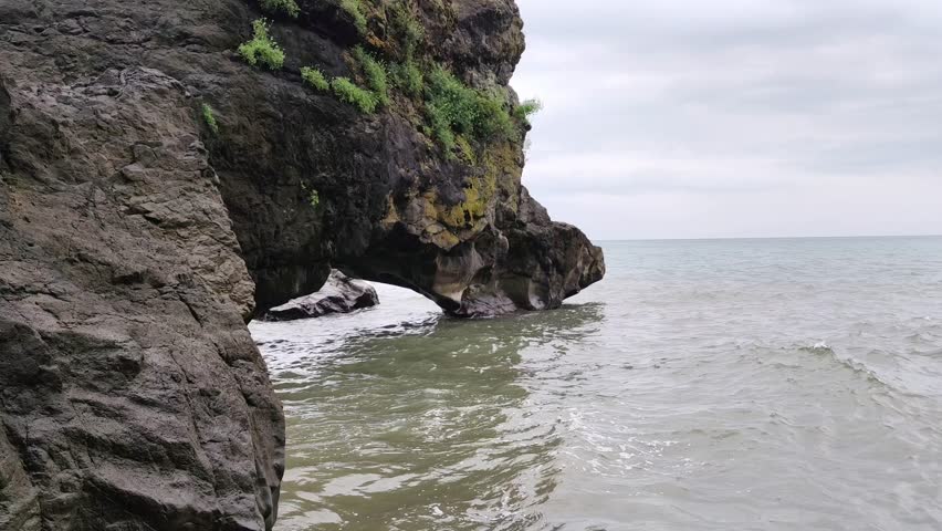 Rocks and black sea in Batumi Georgia Tsikhitdziri 