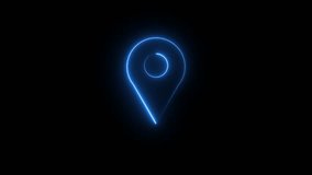 Glowing neon map pin location symbol neon animation on a black background. - Powered by Shutterstock - Get 15% off with code: PIKWIZARD15