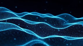 Abstract digital wave background with flowing particles and glowing dots representing data flow on a dark backdrop - Powered by Shutterstock - Get 15% off with code: PIKWIZARD15