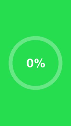 Circle percentage 0 to 100% full. Glowing color ring loading circle bar animation on transparent background. Glowing Loading bar circle countdown, Circle loading icon animation
