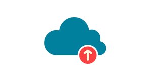 Teal cloud background with red upload icon. Perfect for tech blogs, social media posts, online communication concepts. Ideal for digital design. Alpha channel. - Powered by Shutterstock - Get 15% off with code: PIKWIZARD15