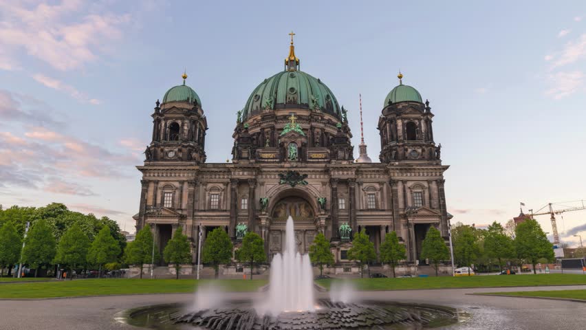 Berlin Germany time lapse city skyline at Berlin Cathedral (Berliner Dom)