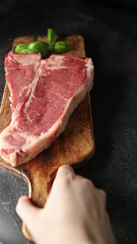 T-bone Raw steak  fresh meat premium beef snack fresh delicious gourmet food background on the table rustic food top view copy space