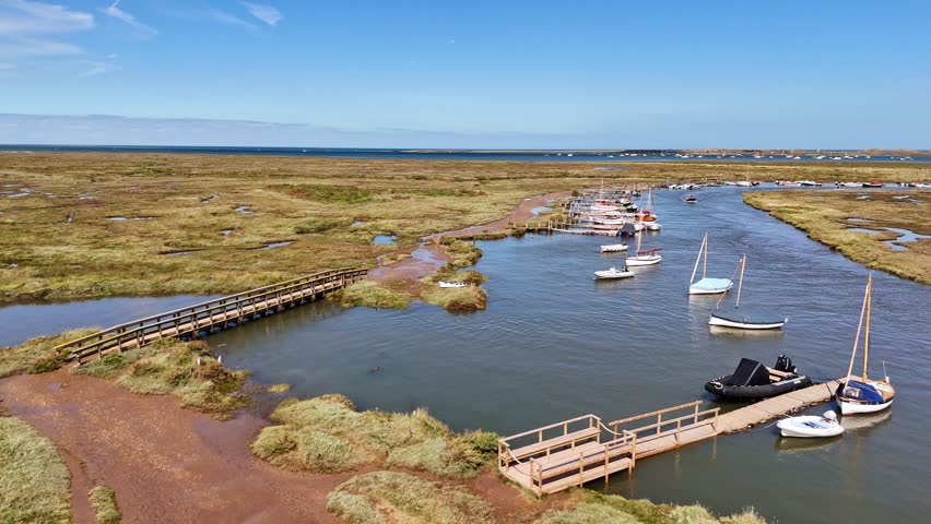 The intricate channels winding through the marshes at Morston on the North Norfolk coastline.
