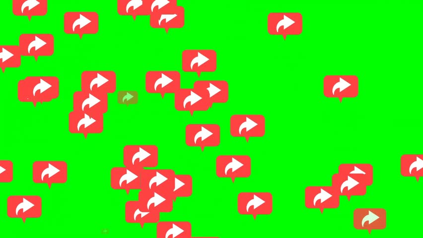 Floating Share Pop Up Notification. Animated Arrow Icon Pop-Up. Social Sharing on green screen