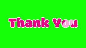 Seamless looping animation with bold pink Thank You text on a bright green screen background. Fun, playful style typography with smooth motion, perfect for overlays, video editing, or social media  - Powered by Shutterstock - Get 15% off with code: PIKWIZARD15