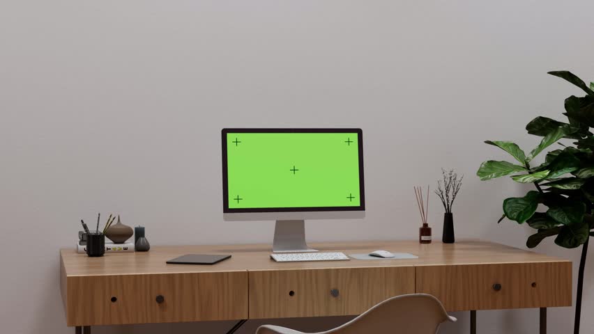 Modern Clean Digital Device Television Green Screen Monitor Display Asset