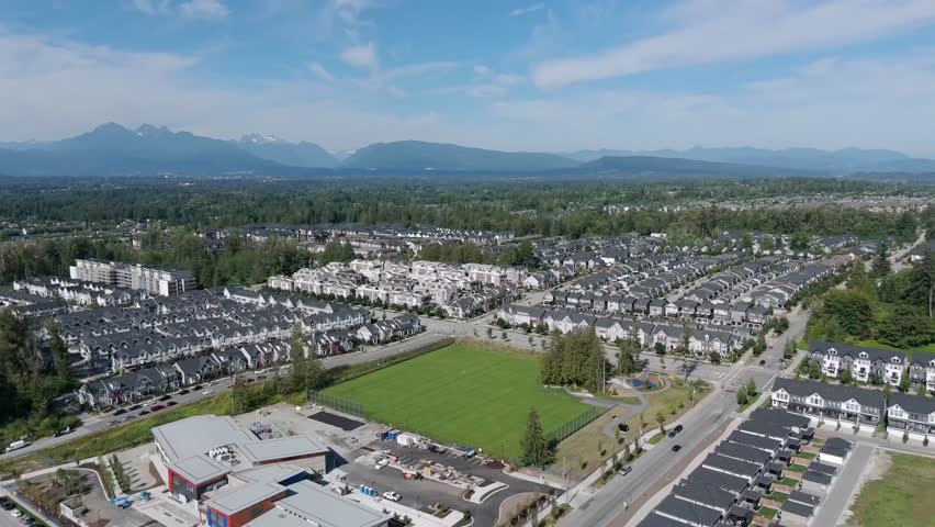 Townhouses With Identical Structures In Langley, BC, Canada. - aerial shot