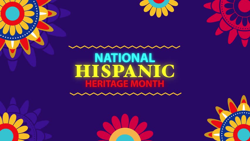 National Hispanic Heritage Month Celebration Motion Graphic. Colorful floral background animation.