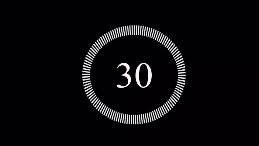 30 Second Countdown Timer | 30 sec  Digital Clock Animation with black background (Seconds and Milliseconds