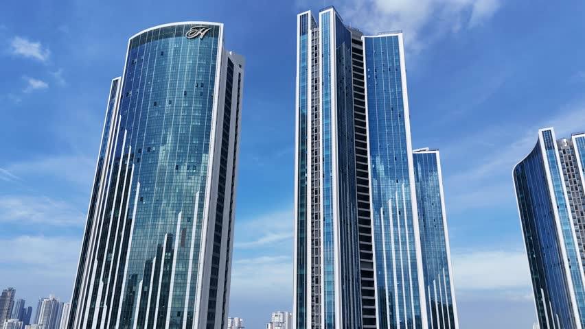 Skyscrappers in International business distriict in Songdo, Yeonsu-gu, Incheon, South Korea