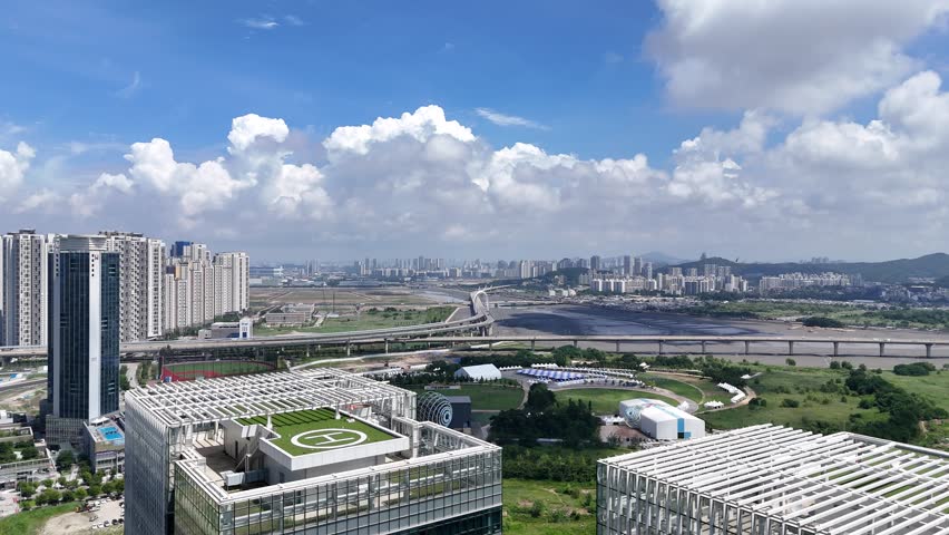 Skyscrappers in International business distriict in Songdo, Yeonsu-gu, Incheon, South Korea