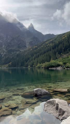 Beautiful mountain lake landscape with clear water and scenic view