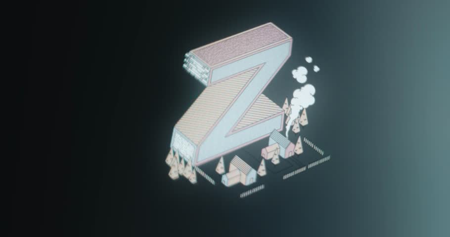 Giant Letter Z surrounded within a village setting
