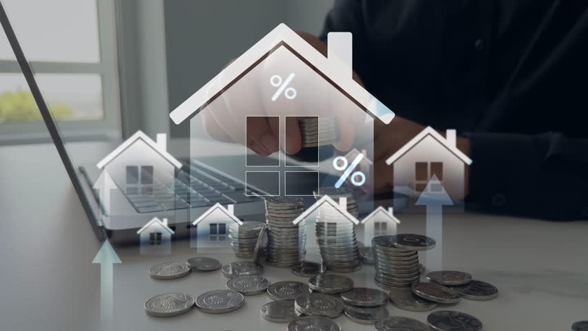 Value for real estate property, apartment and offices is increasing.Increased value of real estate.Mortgage loan discount for house.