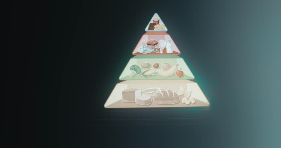 Food pyramid with different food groups