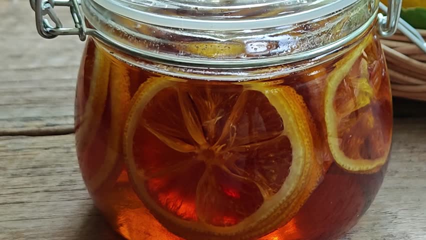 a bottle of honey lemon
