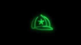 Glowing green color neon cap with star icon and graphic video motion. baseball cap icon with star emblem futuristic technology fashion accessory concept glow on black background. - Powered by Shutterstock - Get 15% off with code: PIKWIZARD15